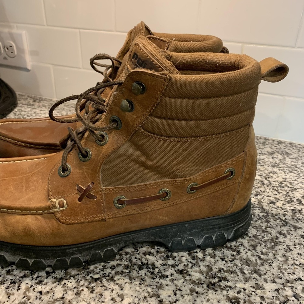 Polo Ralph Lauren Boots Mens Size 13 D Leather Combat Hiking MC4852 Ranger Moc - Picture 2 of 13